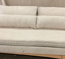 Open Box: York Square Arm Deep Seat Grand Sofa with Bench (95") - Performance Everydaylinen Oatmeal, Espresso Legs
