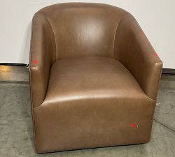 Open Box: Baldwin Leather Swivel Armchair - Churchfield Chocolate