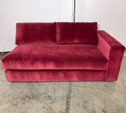 Open Box: Carmel Square Arm Upholstered Right Loveseat with Bench - Faux Mohair Velvet Merlot