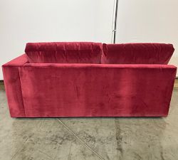 Open Box: Carmel Square Arm Upholstered Right Loveseat with Bench - Faux Mohair Velvet Merlot
