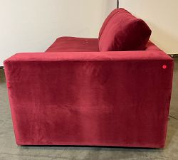 Open Box: Carmel Square Arm Upholstered Right Loveseat with Bench - Faux Mohair Velvet Merlot