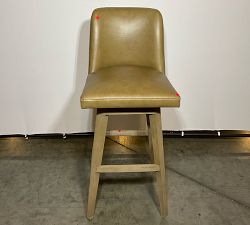 Open Box: Layton Leather Swivel Bar Stool (31.5") - Legacy Taupe, Gray Wash