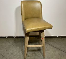 Open Box: Layton Leather Swivel Bar Stool (31.5") - Legacy Taupe, Gray Wash