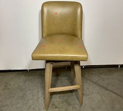 Open Box: Layton Leather Swivel Bar Stool (31.5") - Legacy Taupe, Gray Wash