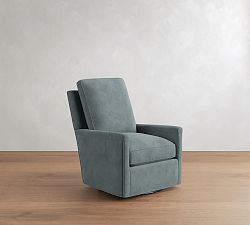 Open Box: Tyler Square Arm Leather Extra Tall Swivel Chair without Nailheads (42") - Keystone Azure