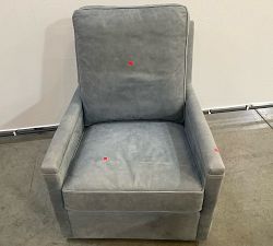 Open Box: Tyler Square Arm Leather Extra Tall Swivel Chair without Nailheads (42") - Keystone Azure