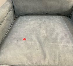 Open Box: Tyler Square Arm Leather Extra Tall Swivel Chair without Nailheads (42") - Keystone Azure