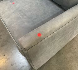Open Box: Tyler Square Arm Leather Extra Tall Swivel Chair without Nailheads (42") - Keystone Azure