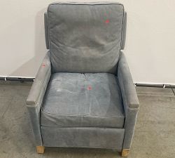 Open Box: Tyler Square Arm Leather Manual Tall Recliner without Nailheads (41") - Keystone Azure, Seadrift