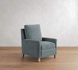 Open Box: Tyler Square Arm Leather Manual Tall Recliner without Nailheads (41") - Keystone Azure, Seadrift