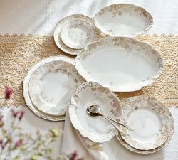 LoveShackFancy Neutral Floral Porcelain Serving Bowl