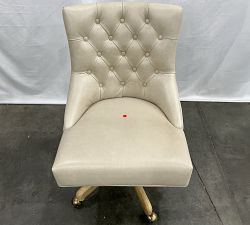 Open Box: Hayes Leather Swivel Desk Chair - Statesville Pebble, Gray Wash