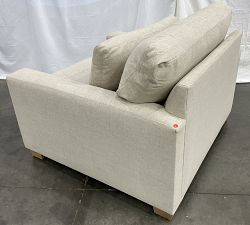 Open Box: PB Comfort Modern Square Arm Deep Seat Chair and a Half, Down Blend - Performance Textured Chenille Oatmeal, Seadrift