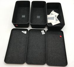 Open Box: Felt Sculpted Bins with Lids (9"D x 12"L x 6"H), Set of 3 - Charcoal