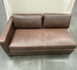 Open Box: Jake Deep Seat Leather Left Loveseat w/ Bench Cushion, 2X1 - Gravel Chocolate, Brindle