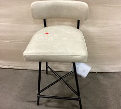 Open Box: Maison Leather Low Back Swivel Counter Stool (24") -  Statesville Pebble, Antique Bronze