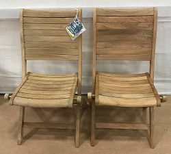 Open Box: Maya Folding Teak Outdoor Dining Side Chair, Set of 2 - Natural