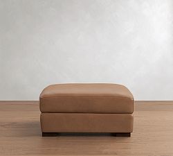 Open Box: Turner Leather Grand Ottoman without Nailheads (35") - Churchfield Camel, Walnut 
