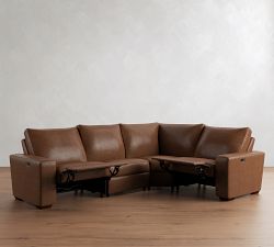 Big Sur Square Arm Leather Reversible Power Reclining Sectional (121")
