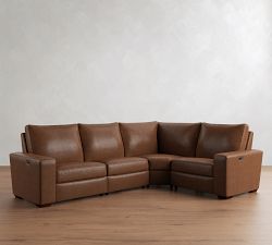 Big Sur Square Arm Leather Reversible Power Reclining Sectional (121")
