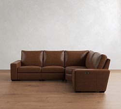 Big Sur Square Arm Leather Reversible Power Reclining Sectional (121")