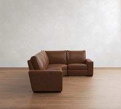 Big Sur Square Arm Leather Reversible Power Reclining Sectional (121")