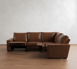 Big Sur Square Arm Leather Reversible Power Reclining Sectional (121")