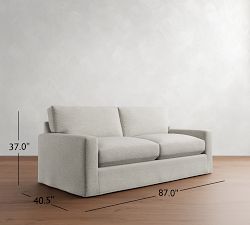 PB Comfort Modern Square Arm Slipcovered Sofa (62"-118")