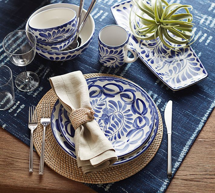 Puebla Porcelain Pasta Bowls - Set of 4 | Pottery Barn