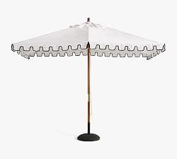 Scalloped Rectangular Eucalyptus Umbrella with Brass Accents (10')