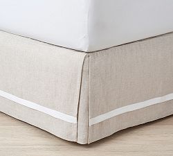 Belgian Flax Linen Contrast Flange Bed Skirt