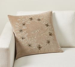 Luxe Merry Christmas Wreath Pillow Cover