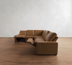 Turner Square Arm Leather Power Reclining L-Shaped Sectional (117")