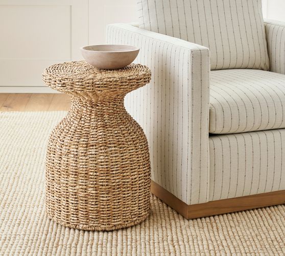 Woven Round Seagrass Side Table (16") by Pottery Barn
