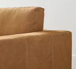Carmel Wide Arm Leather Wood Base 3-Piece L-Shaped Wedge Sectional (120")