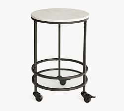 Delaney Round Marble Bar Cart (16")