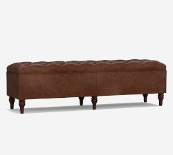 Lorraine Tufted Leather King Storage Bench (71")