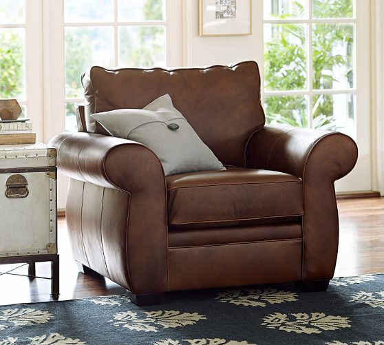 Pearce Roll Arm Leather Chair by Pottery Barn