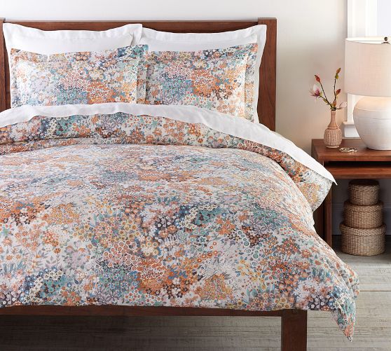 Amelia Floral Percale Duvet Cover by Pottery Barn