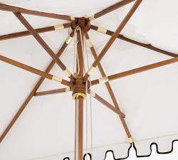 Scalloped Rectangular Eucalyptus Umbrella with Brass Accents (10')