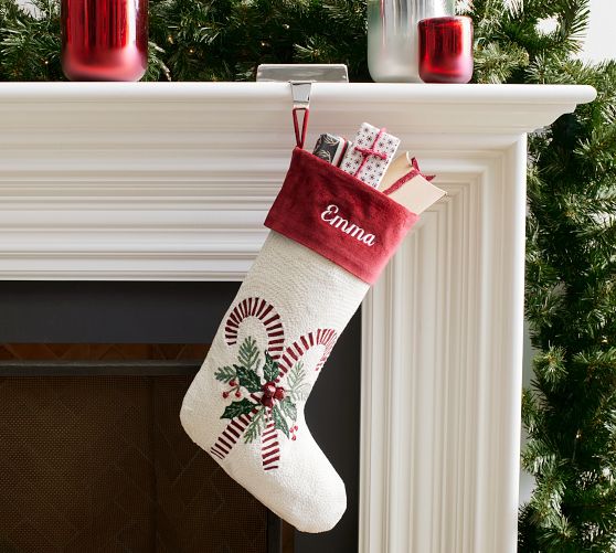 Candy Canes Crewel Stocking