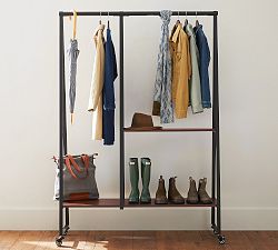 Hopper Metal 50" Rolling Rack with Storage Shelf
