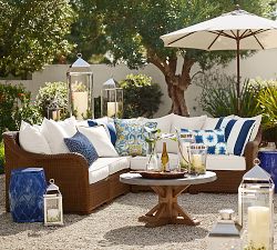 Abbott Concrete &amp; Acacia Round Outdoor Coffee Table (36")