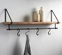 Lucy Mango Wood Shelf With Hooks (36")