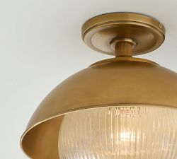 Cooper Ribbed Glass Round Indoor/Outdoor Flush Mount (12")