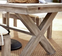 Indio Eucalyptus X-Base Extendable Outdoor Dining Table (77"-102")