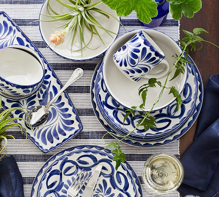 Puebla Porcelain Pasta Bowls - Set of 4 | Pottery Barn