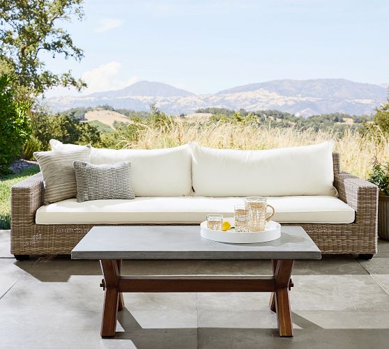 Abbott Concrete & Acacia Rectangular Outdoor Coffee Table (50