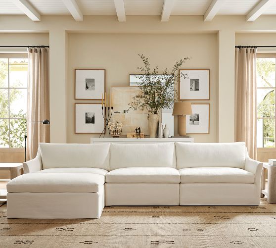 Reya Slipcovered Modular Chaise Sectional (139") by Pottery Barn