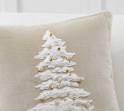 Velvet Sherpa Tree Applique Pillow Cover